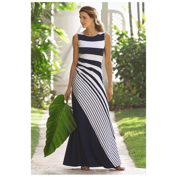 Soft Surroundings Dresses & Skirts - Soft Surroundings Here To Infinity Striped Maxi Dress sz M Women's